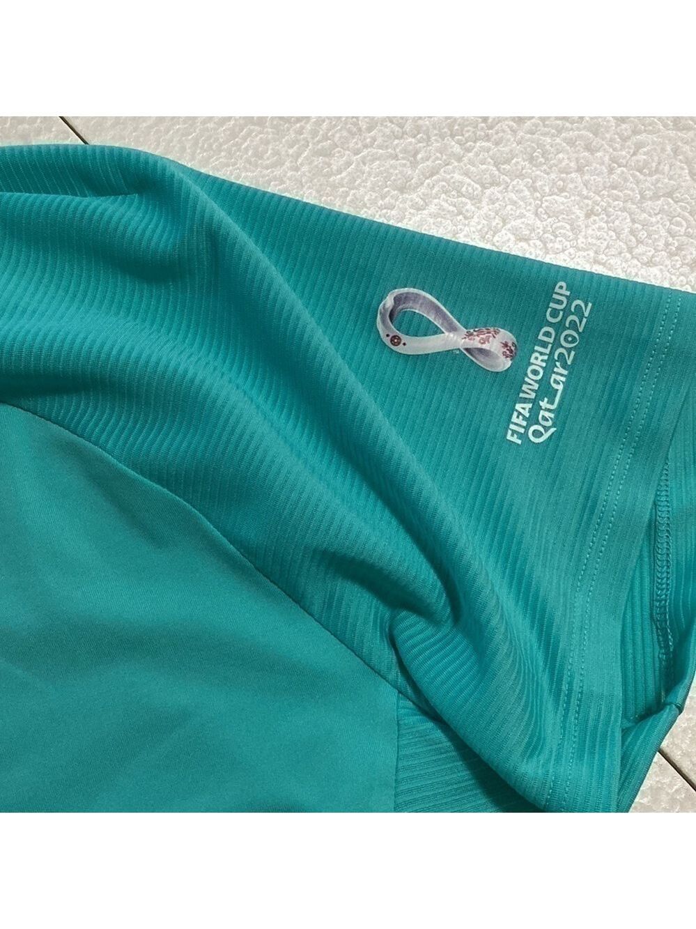 QUARTER-ZIP mock neck polo shirt turquoise FIFA world cup quatar 2022 - Picture 9 of 15